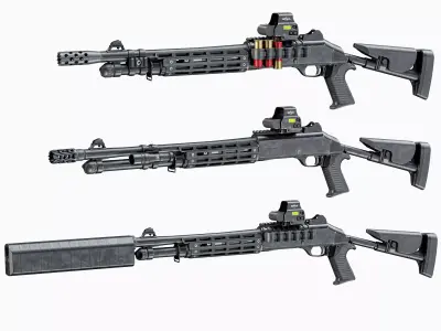 Benelli M4 Tactical Modular Shotgun Low-poly 3D model