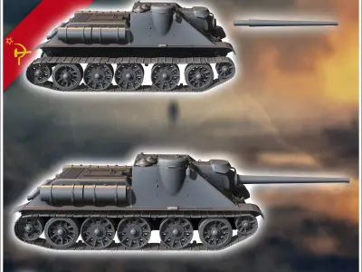 SU-85M tank destroyer - Soviet army WW2 Second World East front 3D print model