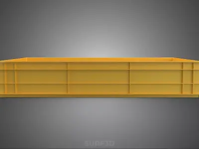 STANDARD RECTANGULAR YELLOW PLASTIC CRATE BOX HANDHOLD CONTAINER 3D model