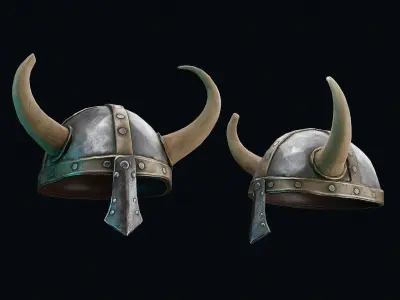 Helmet with horns Low-poly 3D model
