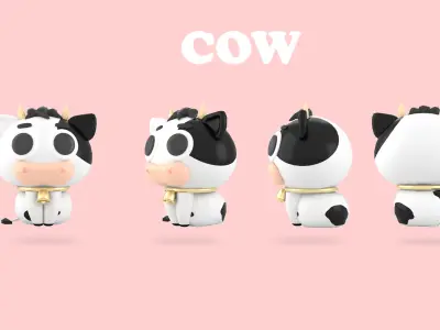 cow 3d cartoon Low-poly 3D model