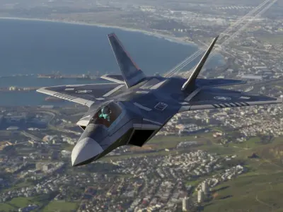 American Fighter Jet F-22 Raptor PBR Low-Poly Game Ready Low-poly 3D model
