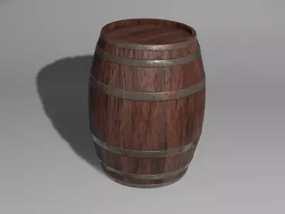 Wooden barrel with barrel hoop with 4k textures included 3D model
