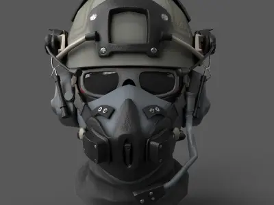 Helmet military Scifi ver 2 Low-poly 3D model