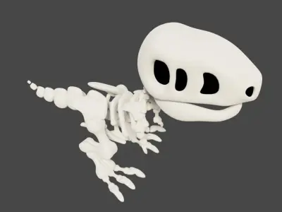 Cartoon T-Rex Skeleton Not-Rigged 3D model