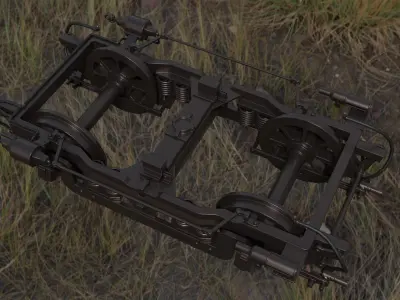 Rigged low poly train bogie Low-poly 3D model