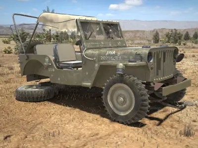 Jeep Willys Damaged 3D model