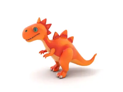 Orange Dinosaur Character Model Pack for Animation and Games Low-poly 3D model
