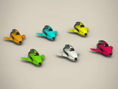 Spacecraft set Low-poly 3D model