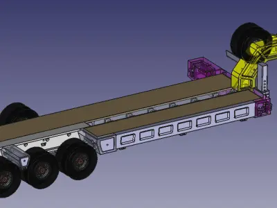 Trailer RC truck 1 14 Printable low boy scale 3D print model