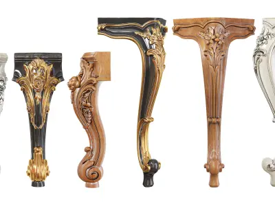 Collection of 30 classic furniture legs  Part 3 3D model
