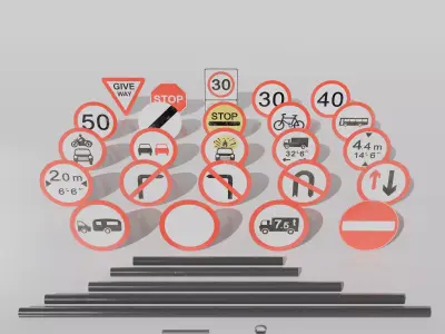 UK Traffic Signs - Giving Orders 3D model