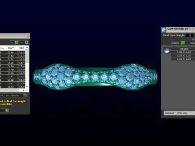Antique Shape Diamond Wedding Band 3dm STL OBJ FBX Render Detail 3D print model