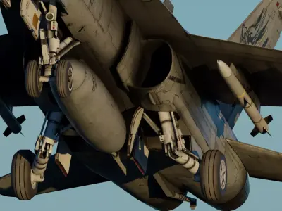 F-18 Hornet Fully-Rigged Animated Game Ready With Weapons Low-poly 3D model