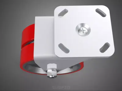 HEAVY DUTY SWIVEL CASTER DUAL RED POLYURETHANE WHEEL TIRE ROLLER 3D model