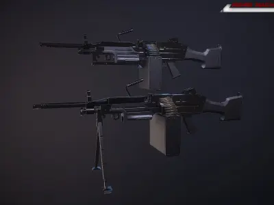M249 machine gun Lowpoly Free low-poly 3D model