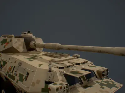 PTL-02 military tank in camouflage Low-poly 3D model