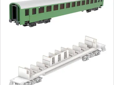 Dunakeszi wagon family of MAV - TT scale 3D Model Pack