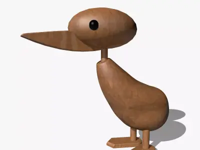 Wooden Toy Duck Low-poly 3D model purchase