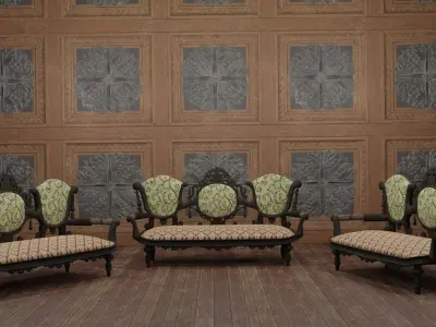 Antique Sofa Low-poly 3D model