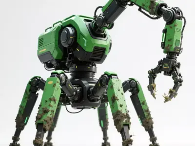Futuristic Agricultural hexapod robot with manipulator 3D model