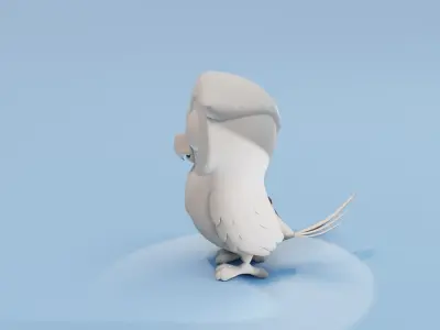 Cartoon Owl Animated and Rigged Base Mesh 3D Model Low-poly 3D model