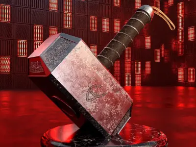 Worn Thor Mjolnir Hammer 3D model