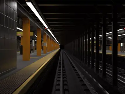 Underground Subway Station Platform 3D model