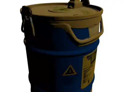 Blue Yellow Industrial Warning Barrel 3D model