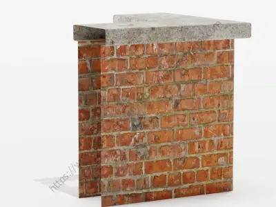 Brick Wall Roof End Corner 1x1x1 Free 3D model