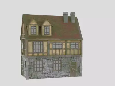 Medieval House Low-poly 3D model 2