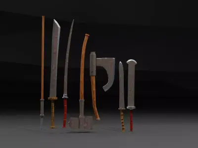 Ancient Melee Weapon Pack Low Poly Game Ready Low-poly 3D model