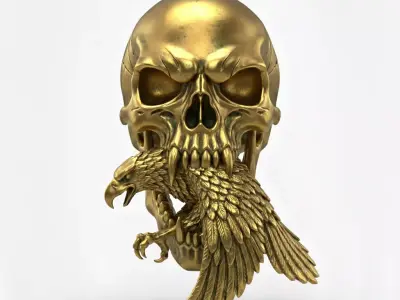 Pendant Eagle Skull Pendant Gold Pendant Hiphop Antique  3D print model
