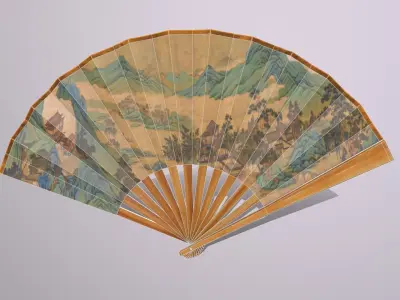 Folding fan Low-poly 3D model shop