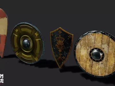 Shield Pack Low-poly 3D model