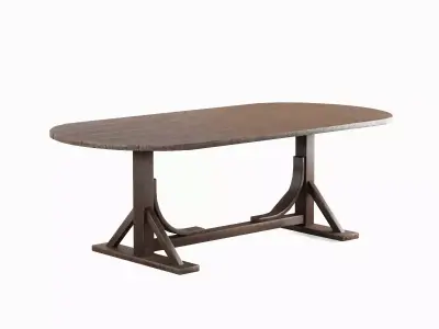 Medieval Wooden Tavern Table Set Low-poly 3D model