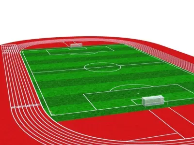 soccor ball field with athletic track Low-poly 3D model