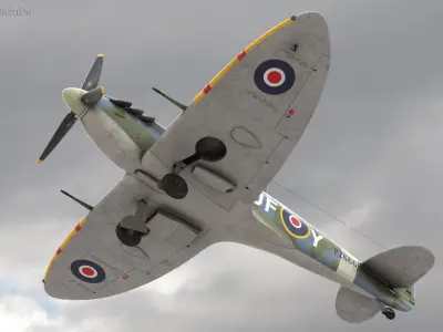 British WWII Fighter Aircraft Supermarine Spitfire 3D model