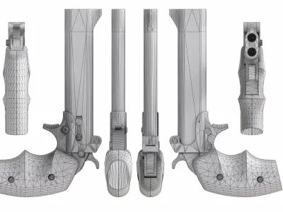 PBR American Derringer Model 6 Low-poly 3D model