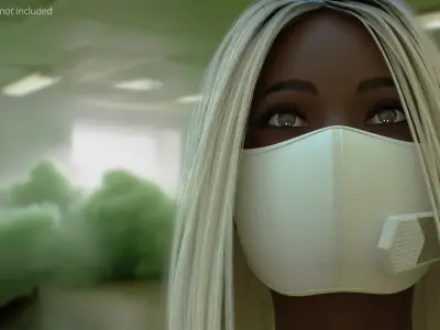 Electronic Air Purifier Mask on Female Face 3D model