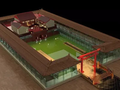 Chinese ancient house  3D model 6