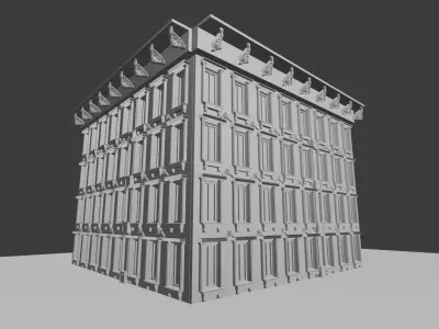 Rome Inspired Neoclassical Building Facade Low Poly 3D model