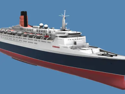 RMS Queen Elizabeth 2 QE2 ocean liner 3D print model as of 2008 3D print model