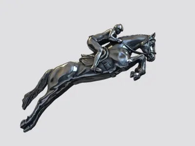 Horse equestrian rider jumping on 3D print model