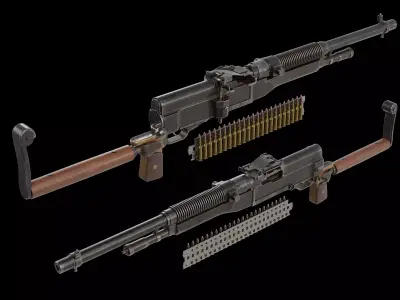 Hotchkiss M1909 portative machine gun Low-poly 3D model