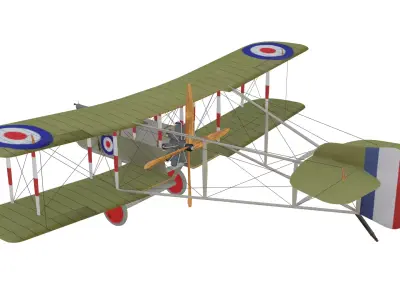  WWI Biplane Airco DH2 Low-poly 3D model