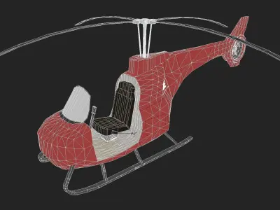 Single-seat helicopter Low-poly 3D model