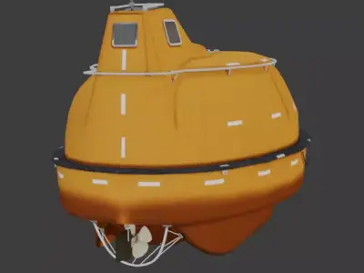 Single Fall Lifeboat Capsule 3D low-poly model Low-poly 3D model