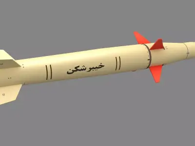 Kheibar Shekan-2 Iranian Ballistic Missile Low-poly 3D model