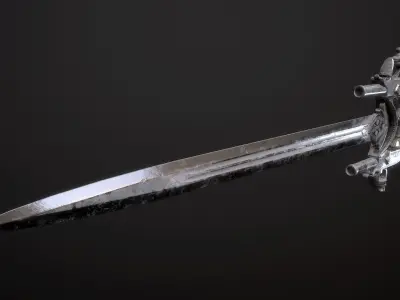 SILVER LORD - Flintlock Katar Low-poly 3D model